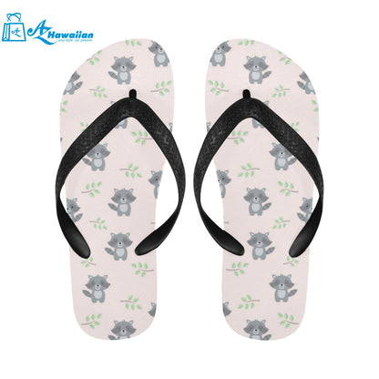 cute raccoons leaves pattern Unisex Flip Flops