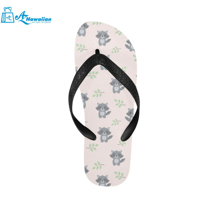 cute raccoons leaves pattern Unisex Flip Flops