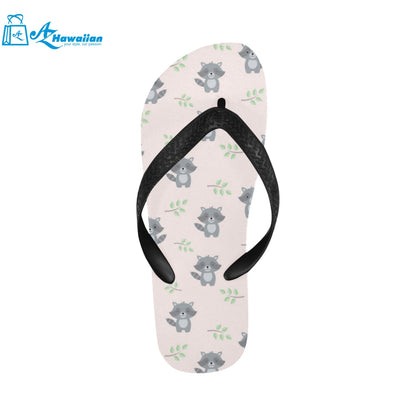 cute raccoons leaves pattern Unisex Flip Flops