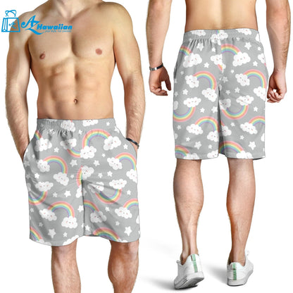 Cute Rainbow Clound Star Pattern Men Shorts