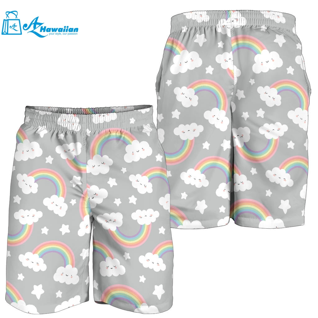 Cute Rainbow Clound Star Pattern Men Shorts