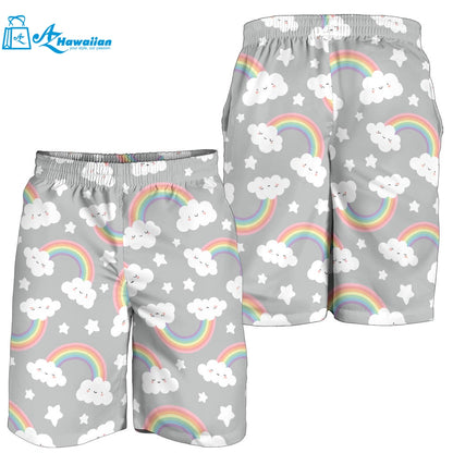 Cute Rainbow Clound Star Pattern Men Shorts