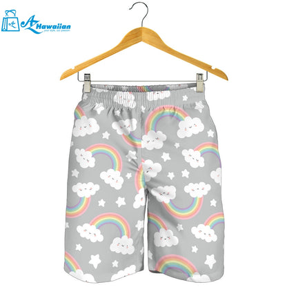 Cute Rainbow Clound Star Pattern Men Shorts