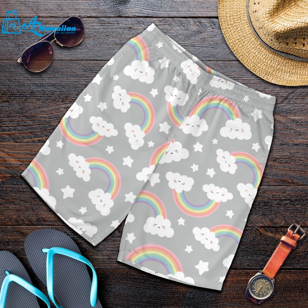 Cute Rainbow Clound Star Pattern Men Shorts