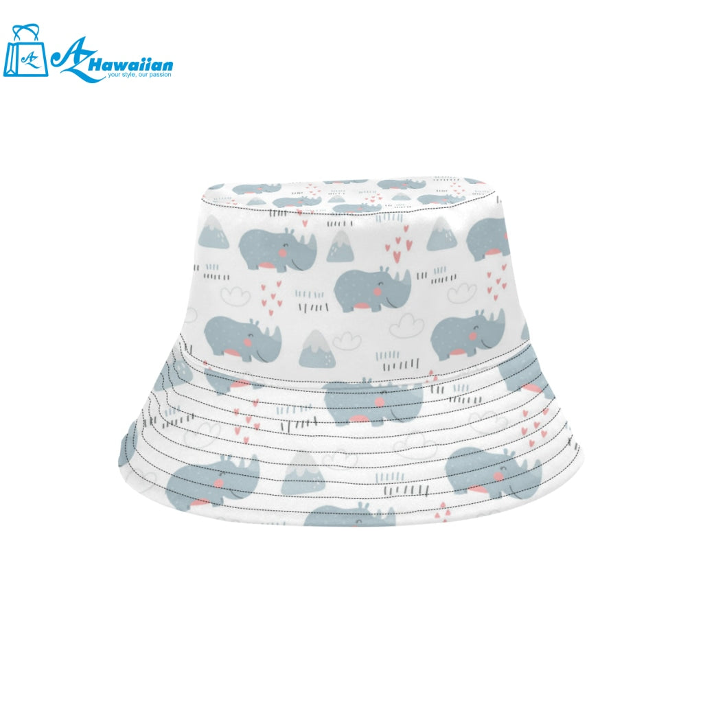 cute rhino heart pattern Unisex Bucket Hat