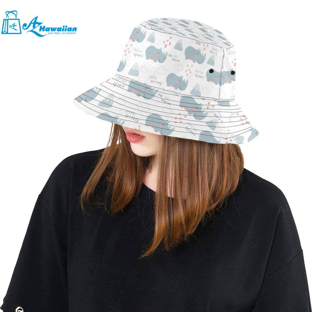 cute rhino heart pattern Unisex Bucket Hat