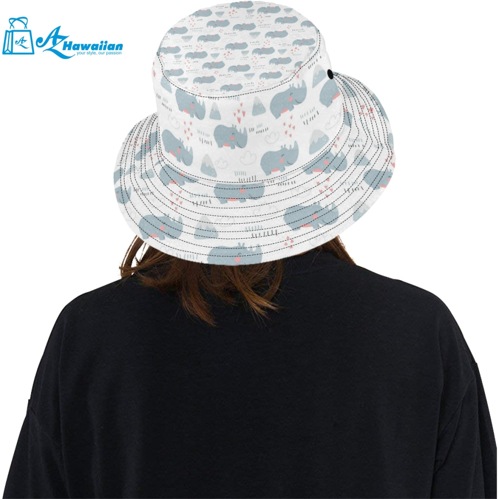 cute rhino heart pattern Unisex Bucket Hat