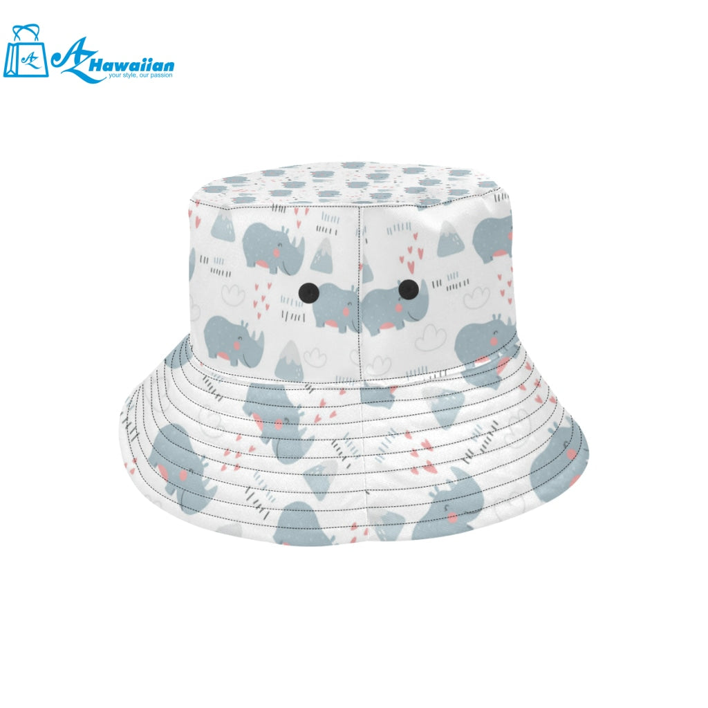 cute rhino heart pattern Unisex Bucket Hat