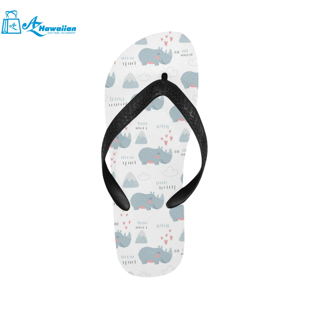 cute rhino heart pattern Unisex Flip Flops