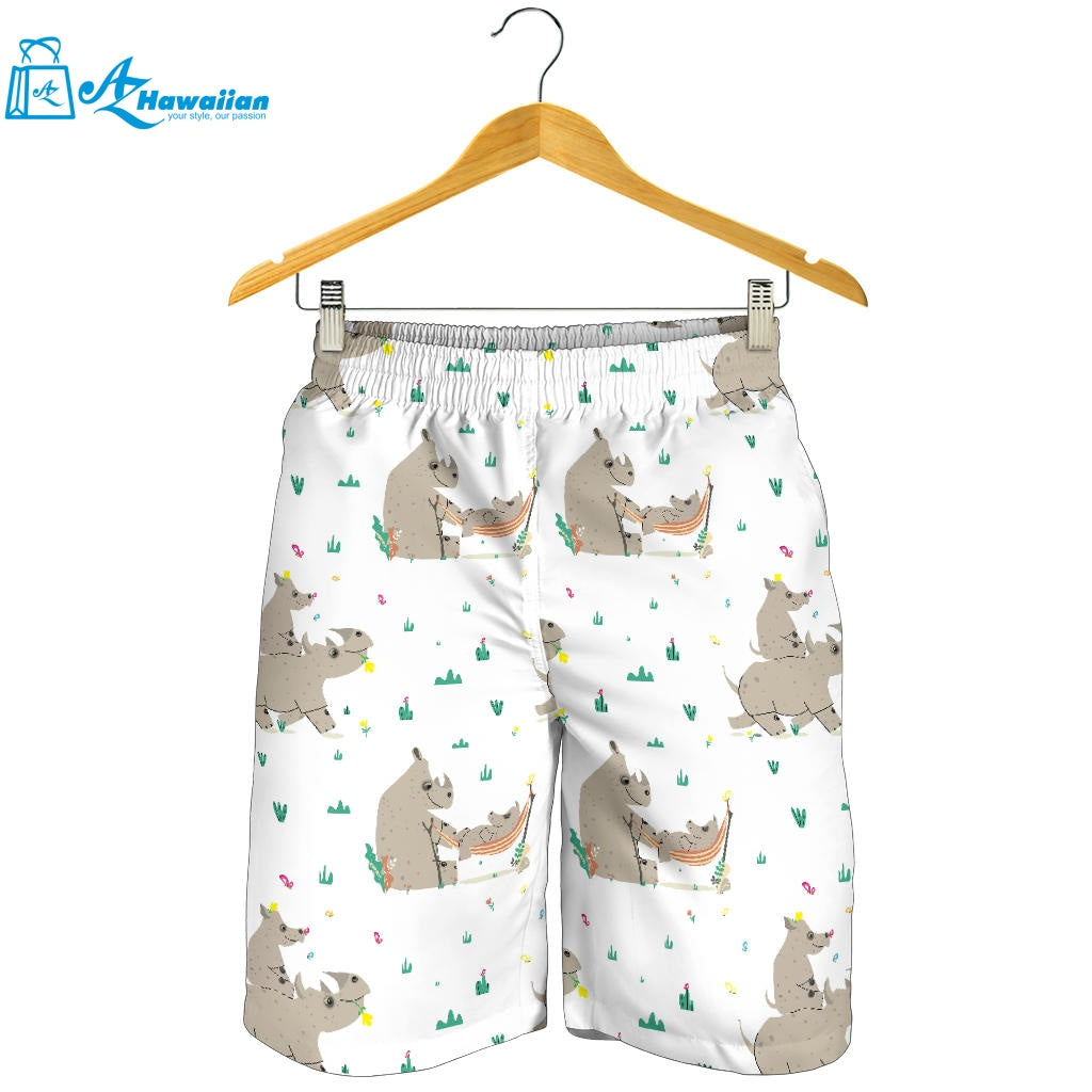 Cute Rhino Pattern Background Men Shorts