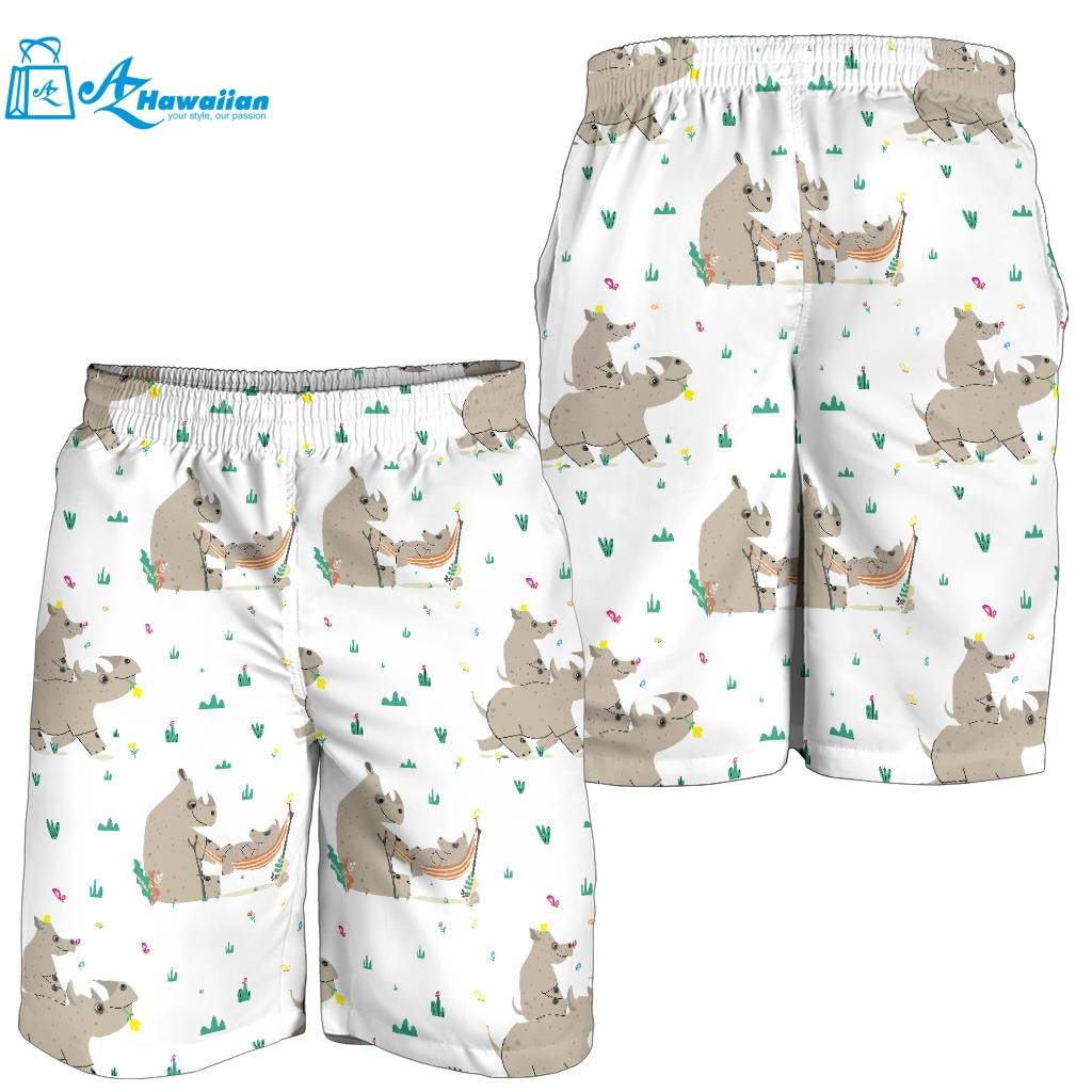 Cute Rhino Pattern Background Men Shorts