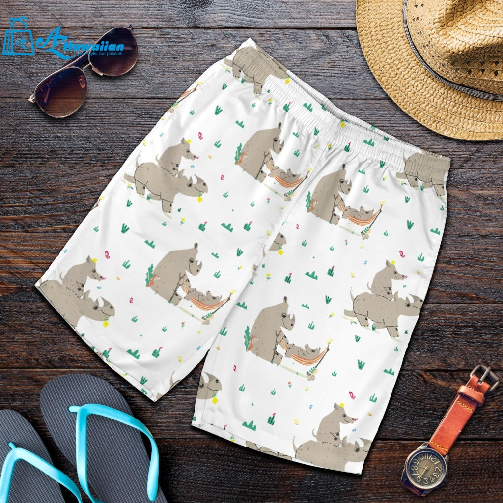 Cute Rhino Pattern Background Men Shorts