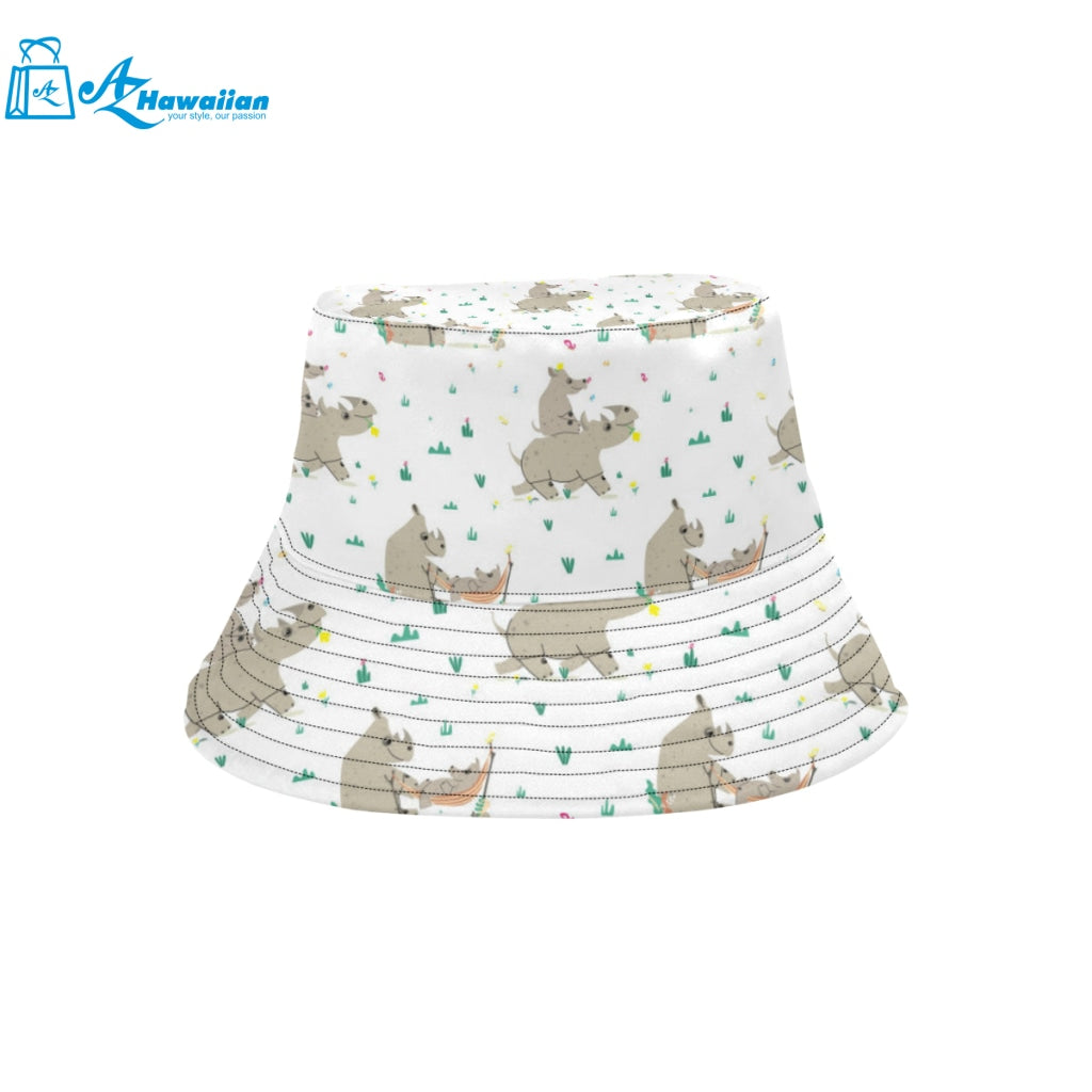 Cute Rhino pattern background Unisex Bucket Hat