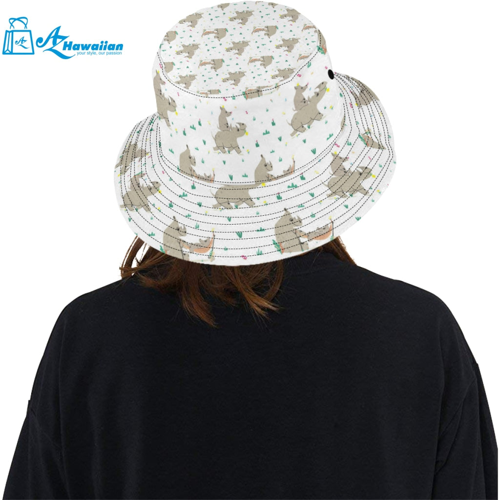 Cute Rhino pattern background Unisex Bucket Hat