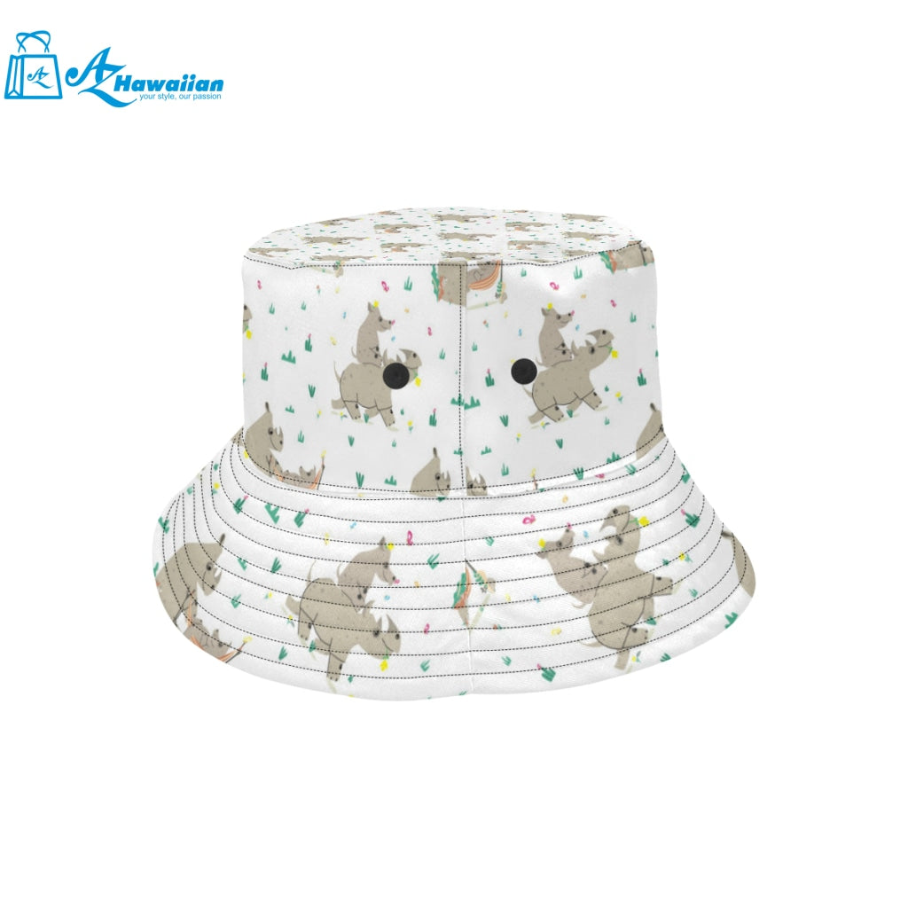 Cute Rhino pattern background Unisex Bucket Hat