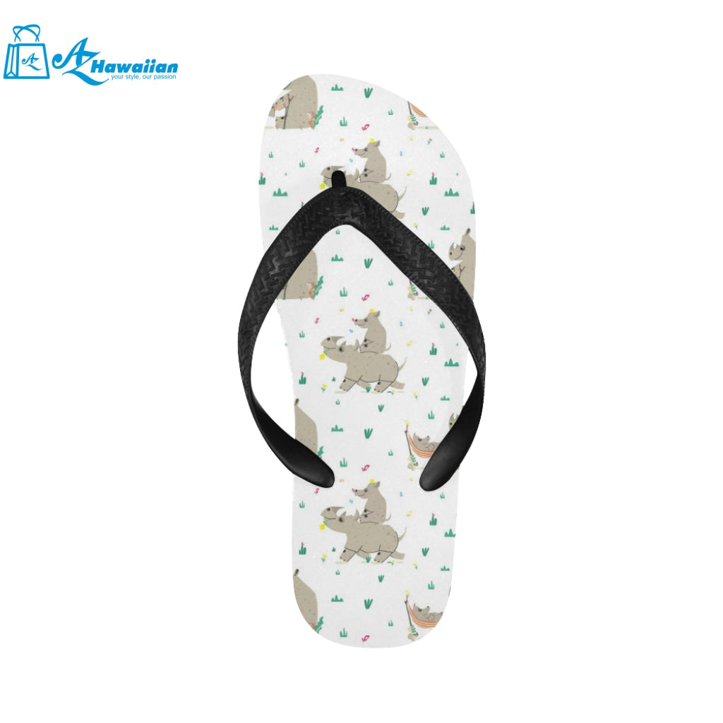 Cute Rhino pattern background Unisex Flip Flops