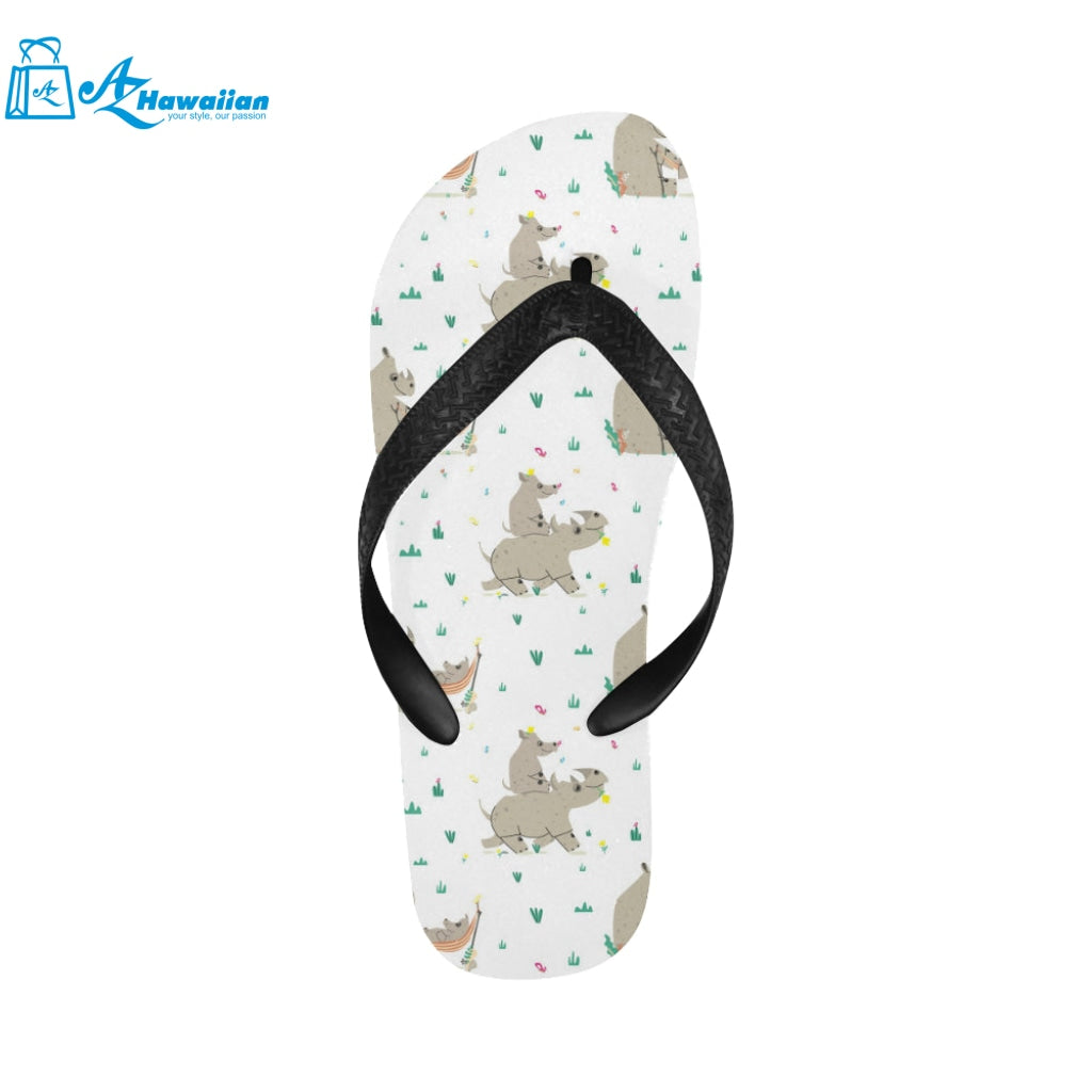 Cute Rhino pattern background Unisex Flip Flops