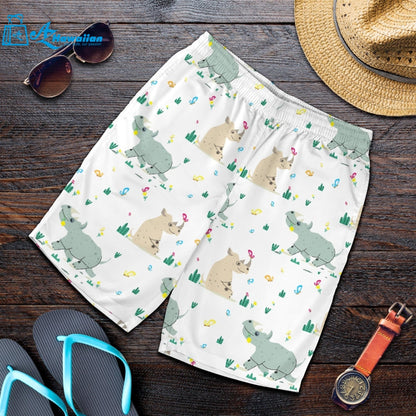 Cute Rhino Pattern Men Shorts