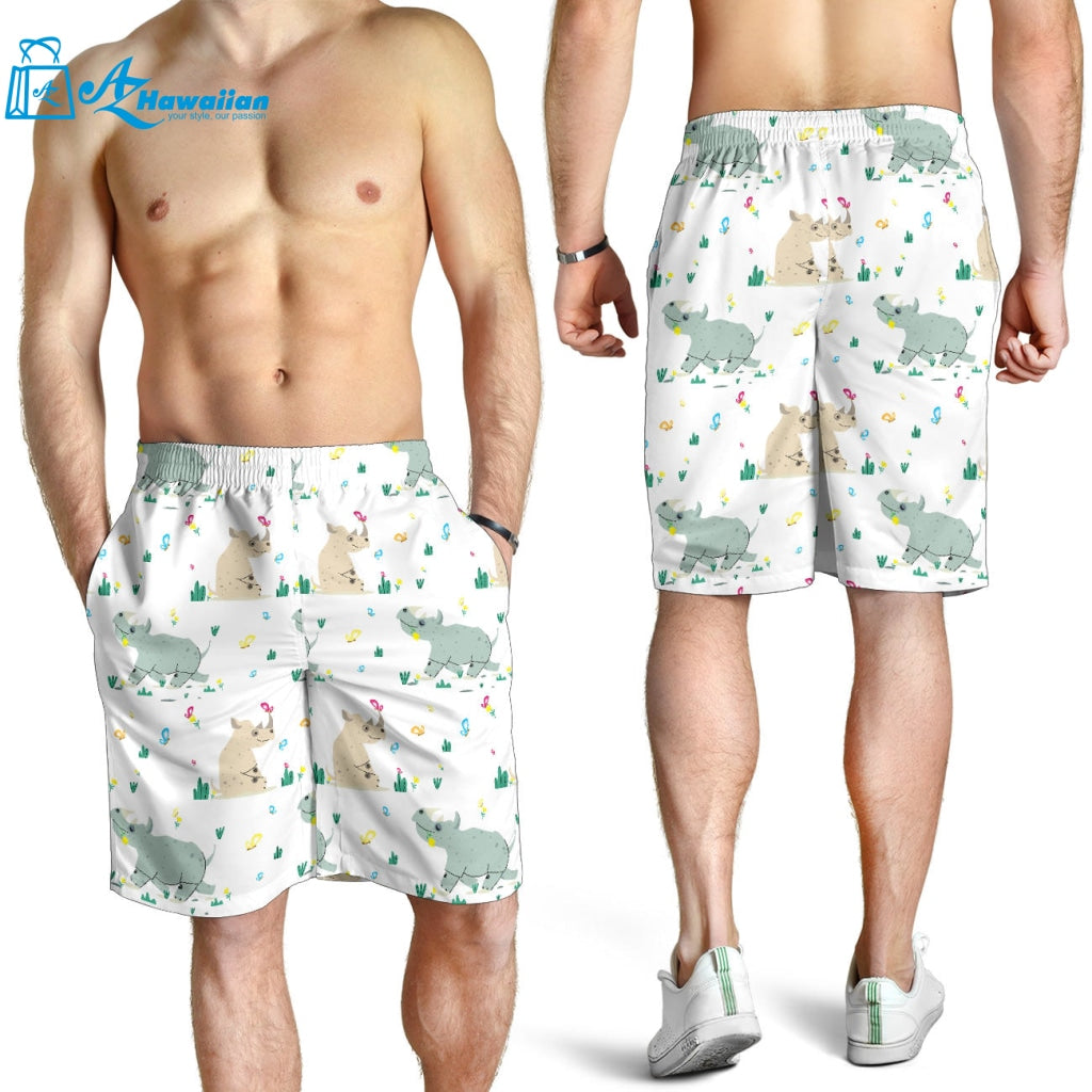 Cute Rhino Pattern Men Shorts