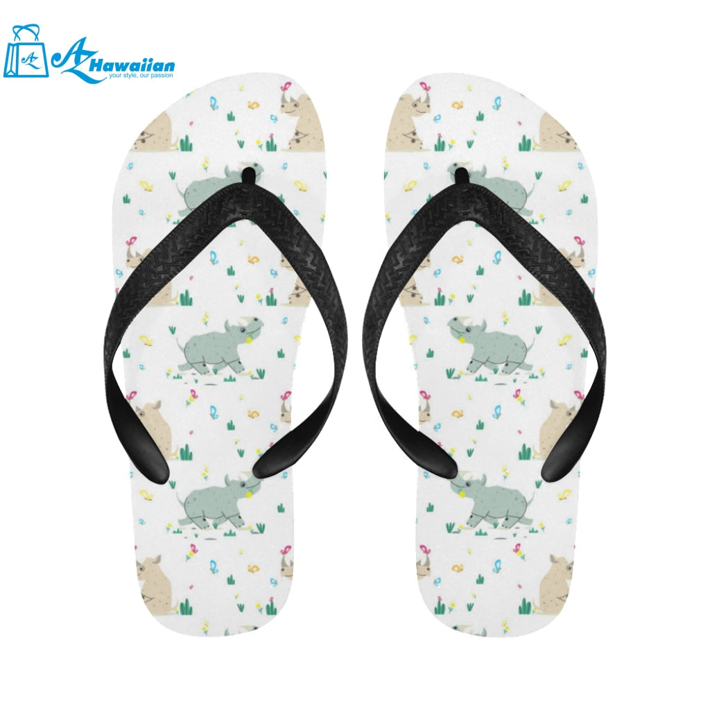 Cute Rhino pattern Unisex Flip Flops