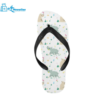 Cute Rhino pattern Unisex Flip Flops