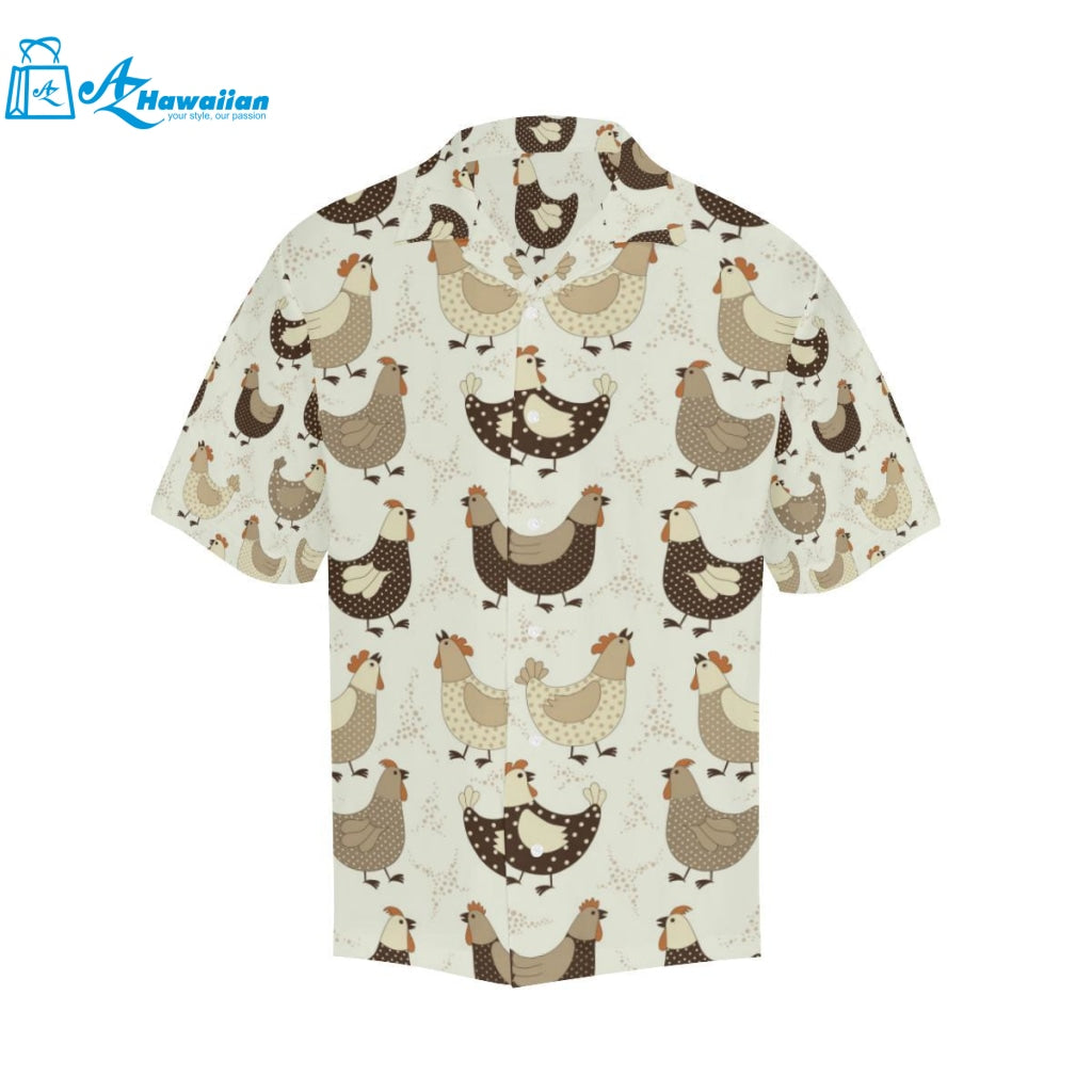 Cute Rooster Chicken Cock Mens All Over Print Hawaiian Shirt