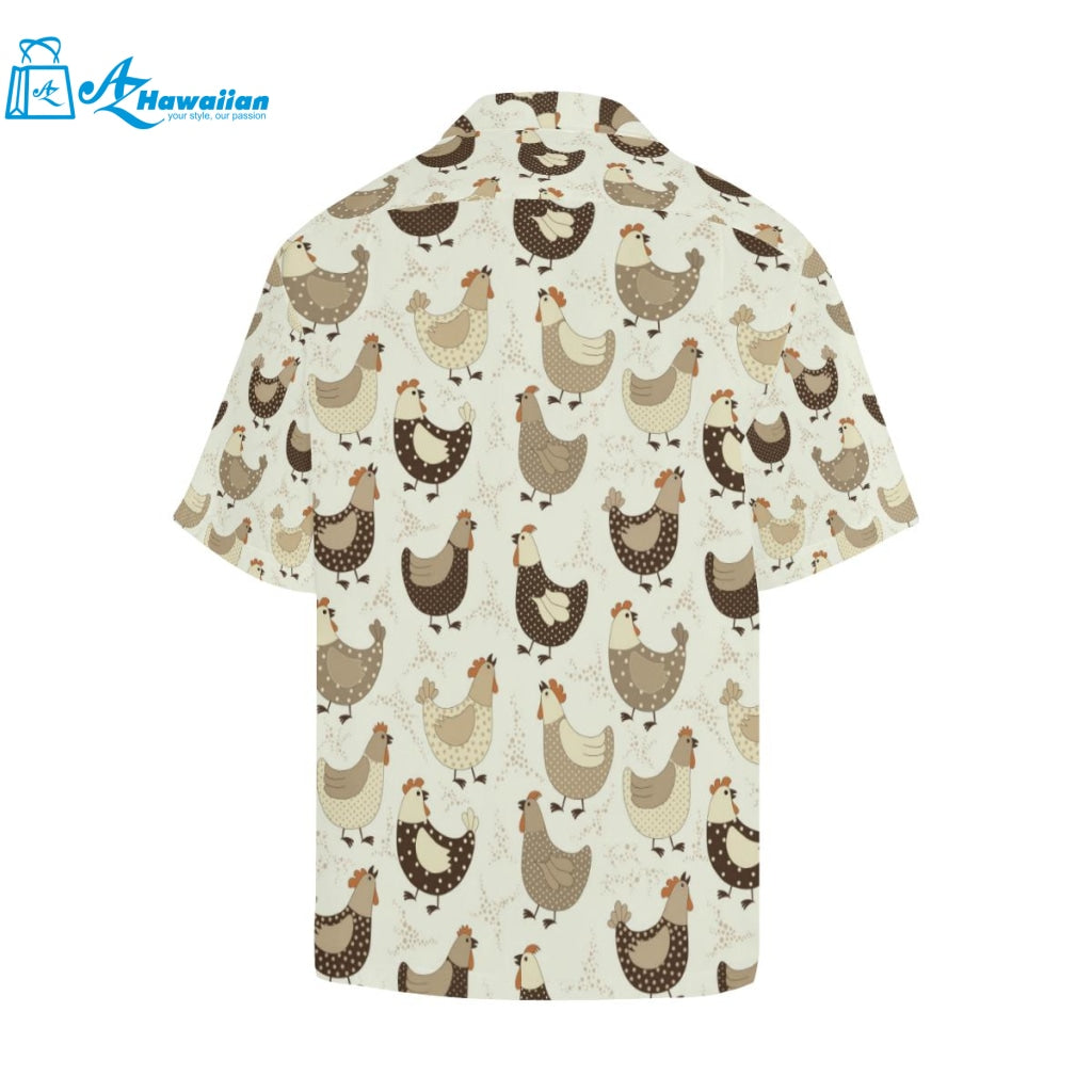 Cute Rooster Chicken Cock Mens All Over Print Hawaiian Shirt