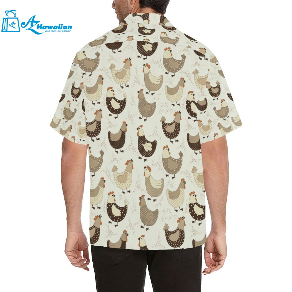 Cute Rooster Chicken Cock Mens All Over Print Hawaiian Shirt