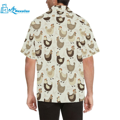 Cute Rooster Chicken Cock Mens All Over Print Hawaiian Shirt