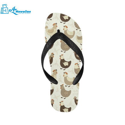 Cute rooster chicken cock Unisex Flip Flops