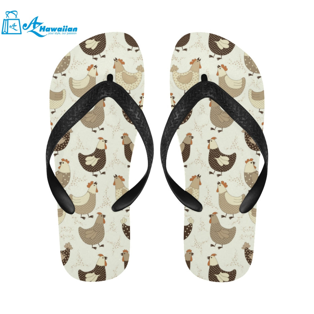 Cute rooster chicken cock Unisex Flip Flops