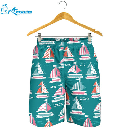 Cute Sailboat Pattern Men Shorts