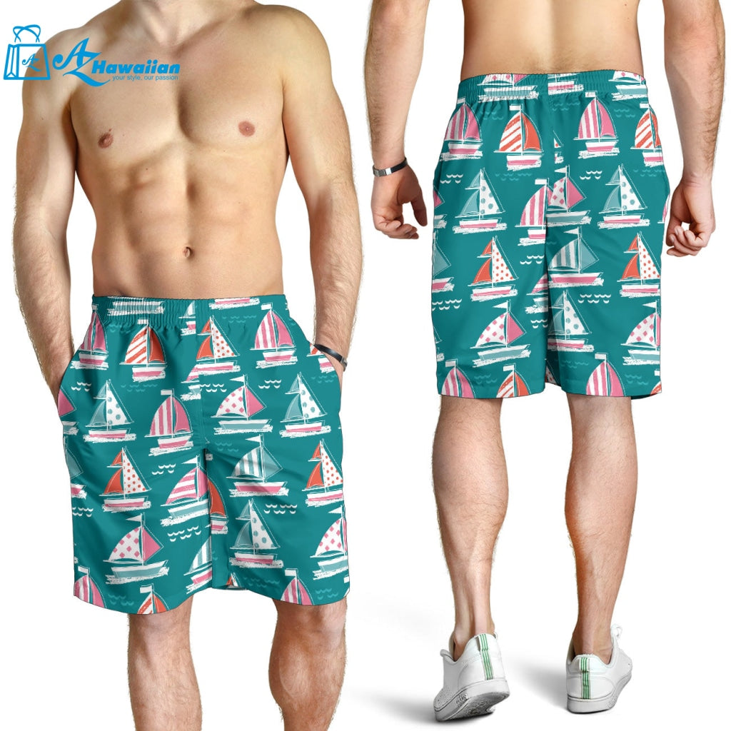 Cute Sailboat Pattern Men Shorts