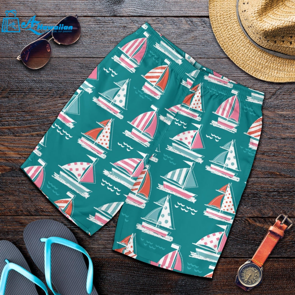 Cute Sailboat Pattern Men Shorts