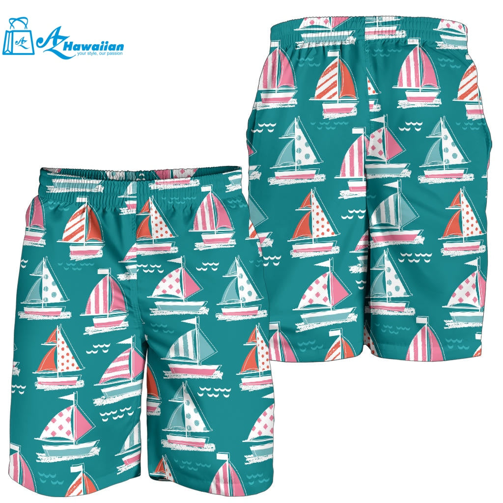 Cute Sailboat Pattern Men Shorts