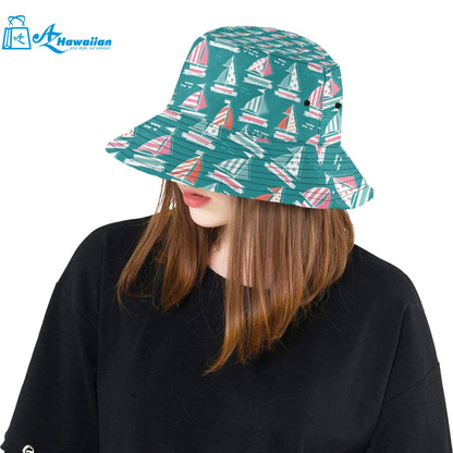 Cute sailboat pattern Unisex Bucket Hat