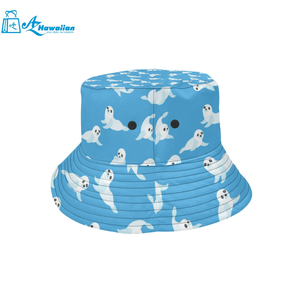 Cute sea lion seal pattern background Unisex Bucket Hat