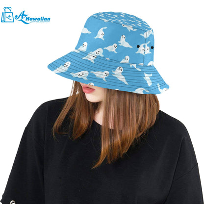 Cute sea lion seal pattern background Unisex Bucket Hat