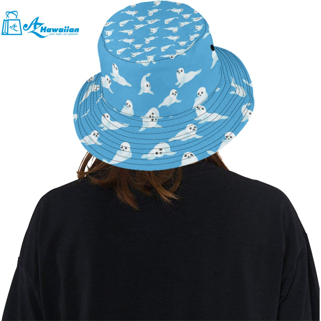 Cute sea lion seal pattern background Unisex Bucket Hat