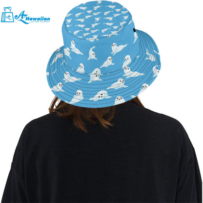 Cute sea lion seal pattern background Unisex Bucket Hat