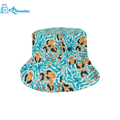 Cute sea otters fishe sea urchin pattern Unisex Bucket Hat