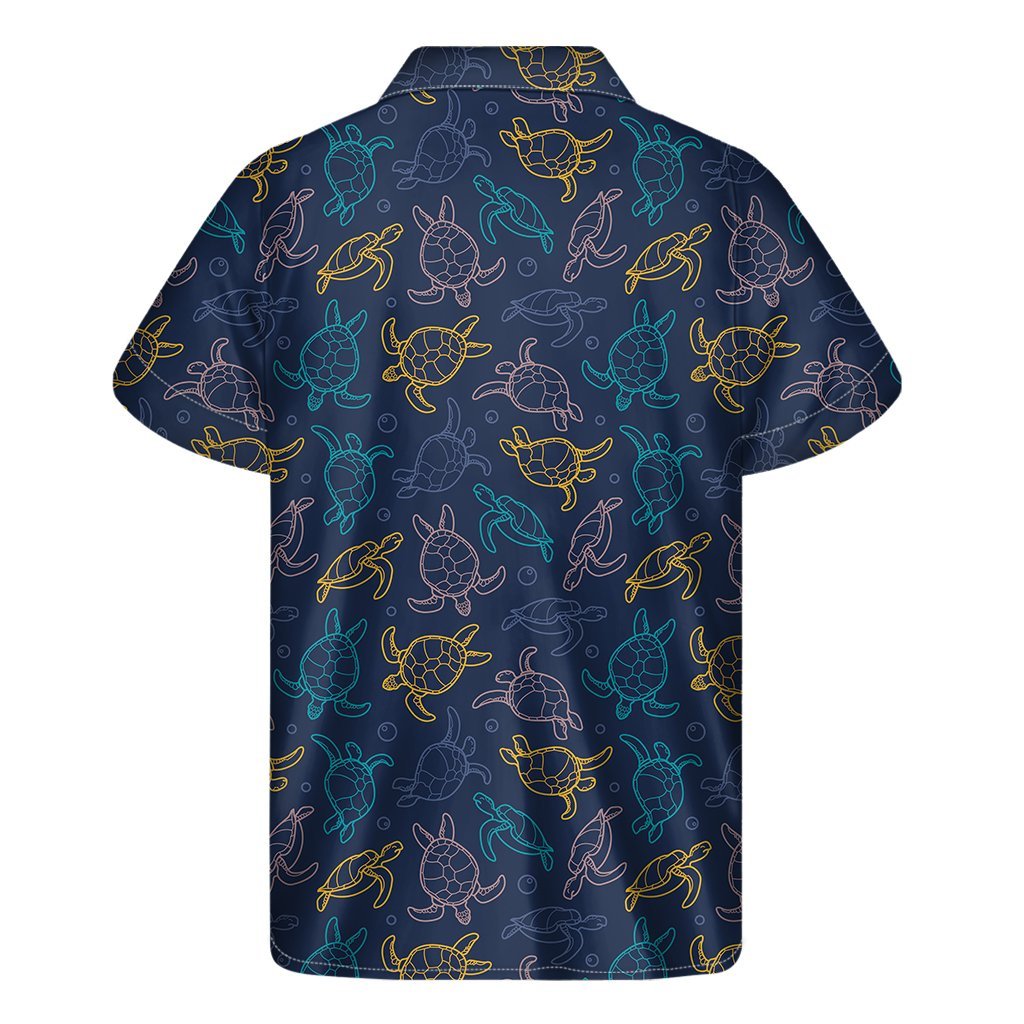 Cute Sea Turtle Pattern Print Mens Short Sleeve Shirt Hawaiian