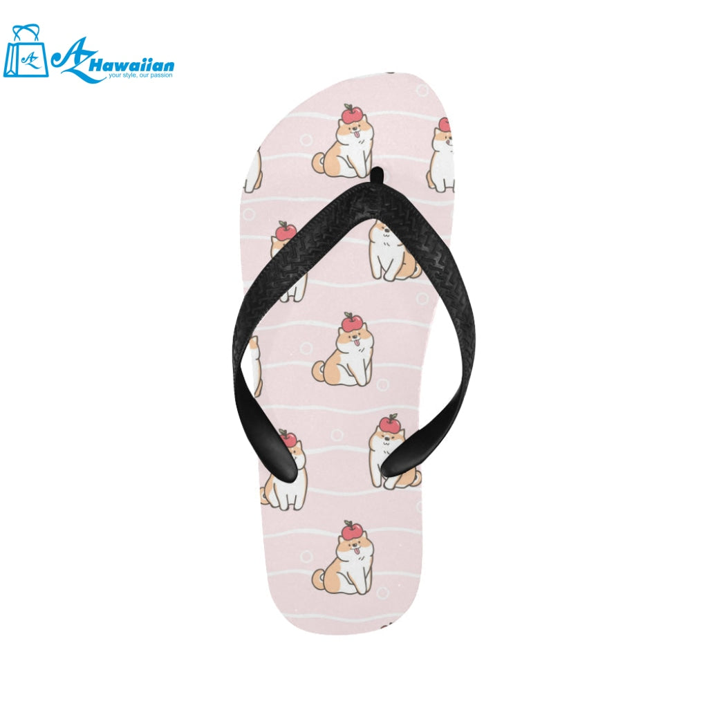 Cute Shiba Inu Dog Apple pattern Unisex Flip Flops