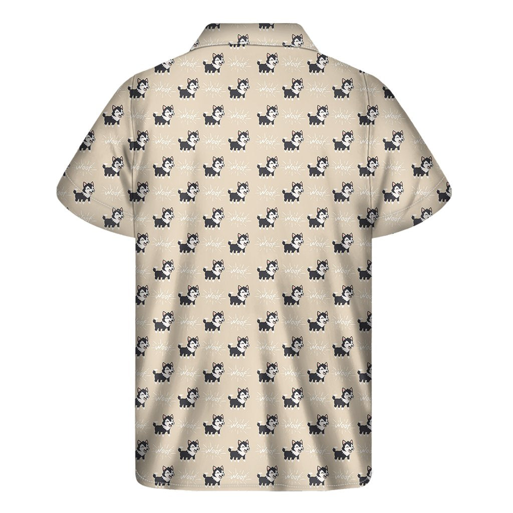 Cute Siberian Husky Pattern Print Mens Short Sleeve Shirt Hawaiian