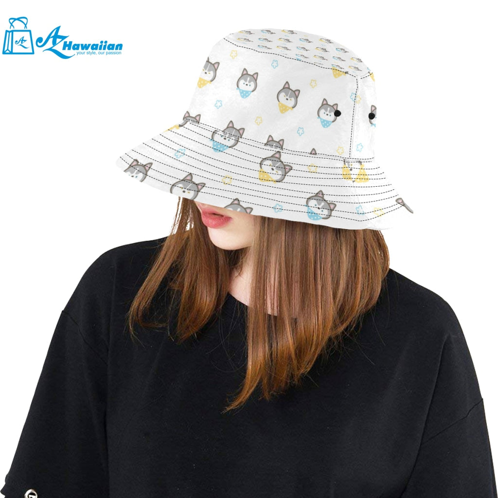 Cute Siberian Husky pattern Unisex Bucket Hat