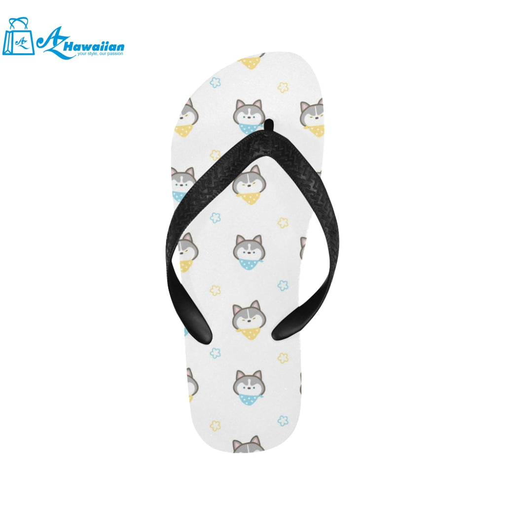 Cute Siberian Husky pattern Unisex Flip Flops