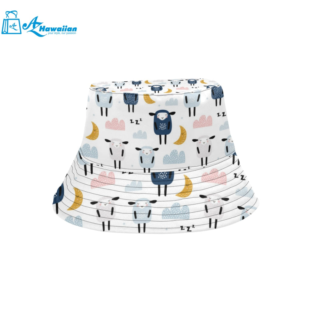 Cute sleeping sheep moon cloud pattern Unisex Bucket Hat