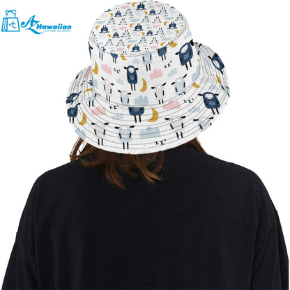 Cute sleeping sheep moon cloud pattern Unisex Bucket Hat