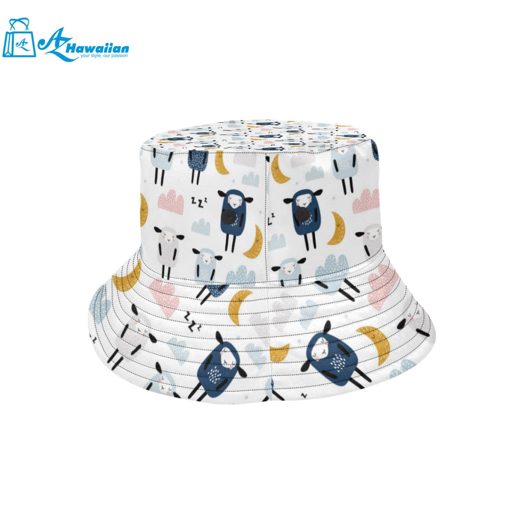 Cute sleeping sheep moon cloud pattern Unisex Bucket Hat