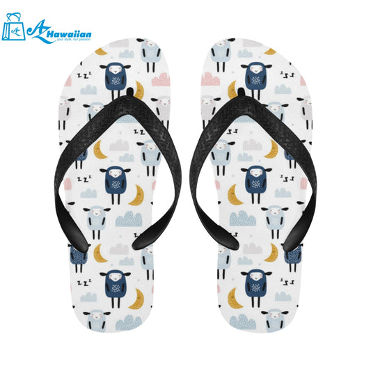 Cute sleeping sheep moon cloud pattern Unisex Flip Flops